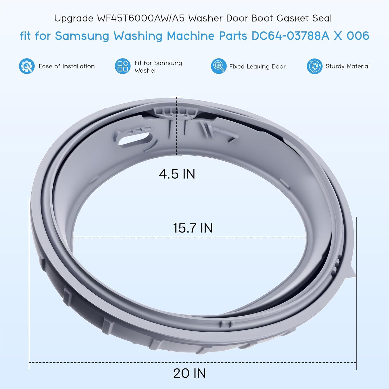 WF45R6100AC/US WF45R6100AW/US WF45T6000AW/A5 WF45T6000AV/A5 Door Seal fit for Samsung DC64-03788A Washer Door Diaphragm Boot Sam-DC64-03788A X 006 WF45A6400 WF45R6300 WF45T6200 WF50BG830 Vypart