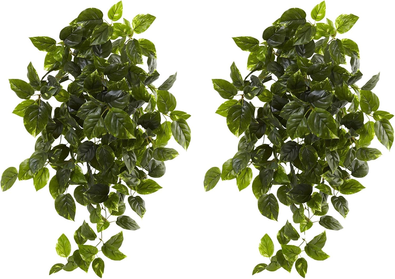 Nearly Natural 36-Inch UV Resistant Artificial Pothos Hanging Plant Set of 2, Lifelike Greenery for Indoor/Outdoor Decor, Bendable Branches, Ideal for Pergola, Patio, and Front Porch Display