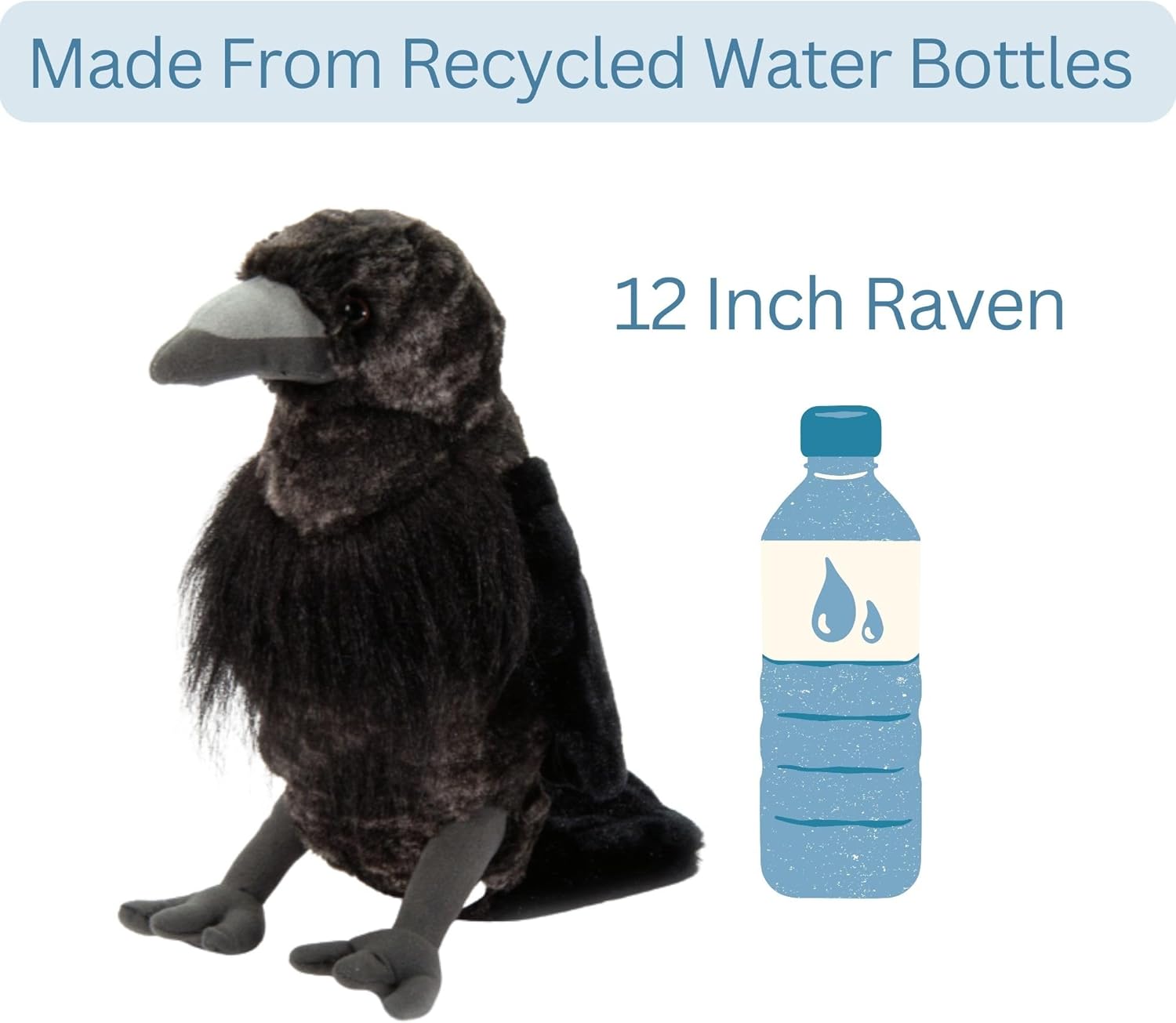 The Petting Zoo Raven Stuffed Animal Plushie, Gifts for Kids, Wild Onez Wildlife Animals, Black Raven Plush Toy 12 Inches