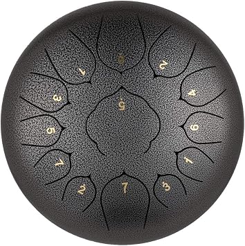 Steel Tongue Drum 12 inch 13 Notes Stainless Steel Handpan Drum Empty Drum Portable Drum Pack Drumsticks 12" 13 Tone-ripple silver