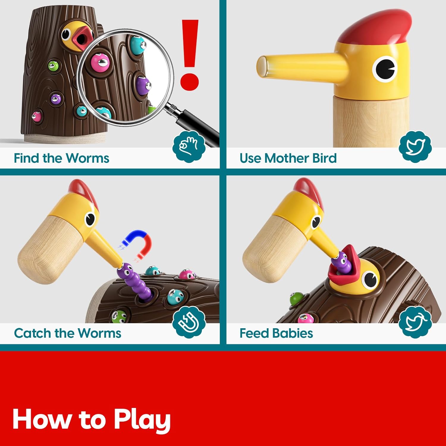TOP BRIGHT Montessori Toys for 2 Year Old - Magnetic Bird Feeding Games for 2 Year Olds, Learning Toys for Toddlers 2-4 Years, Fine Motor Skills Toy for 3 Years Old Girls and Boys