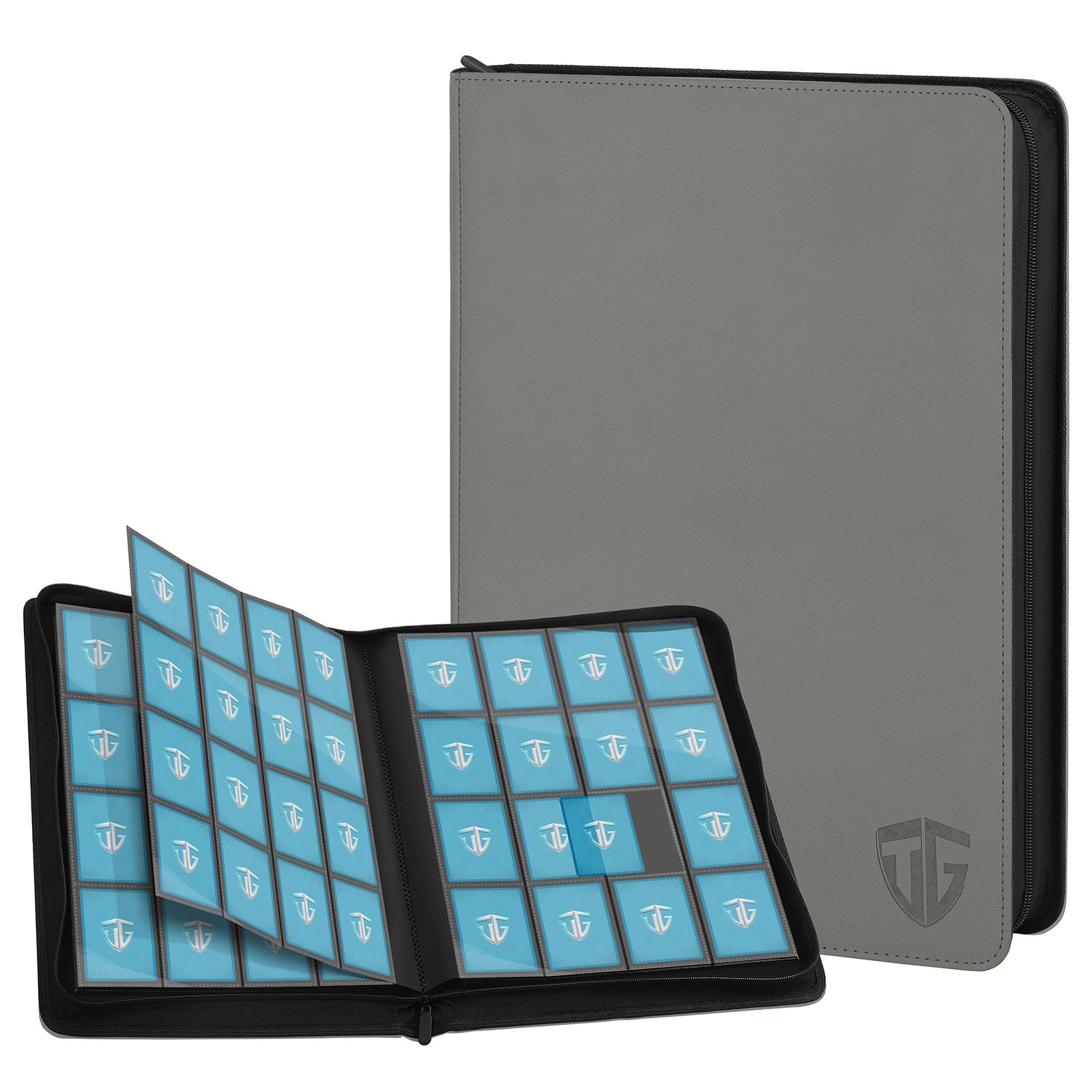 TCGUARD 16 compartimentos para tarjetas coleccionables, álbum con cremallera, carpeta para más de 1000 tarjetas, álbum de recortes, carpeta grande, bolsillos laterales seguros, compatible con YuGiOh,