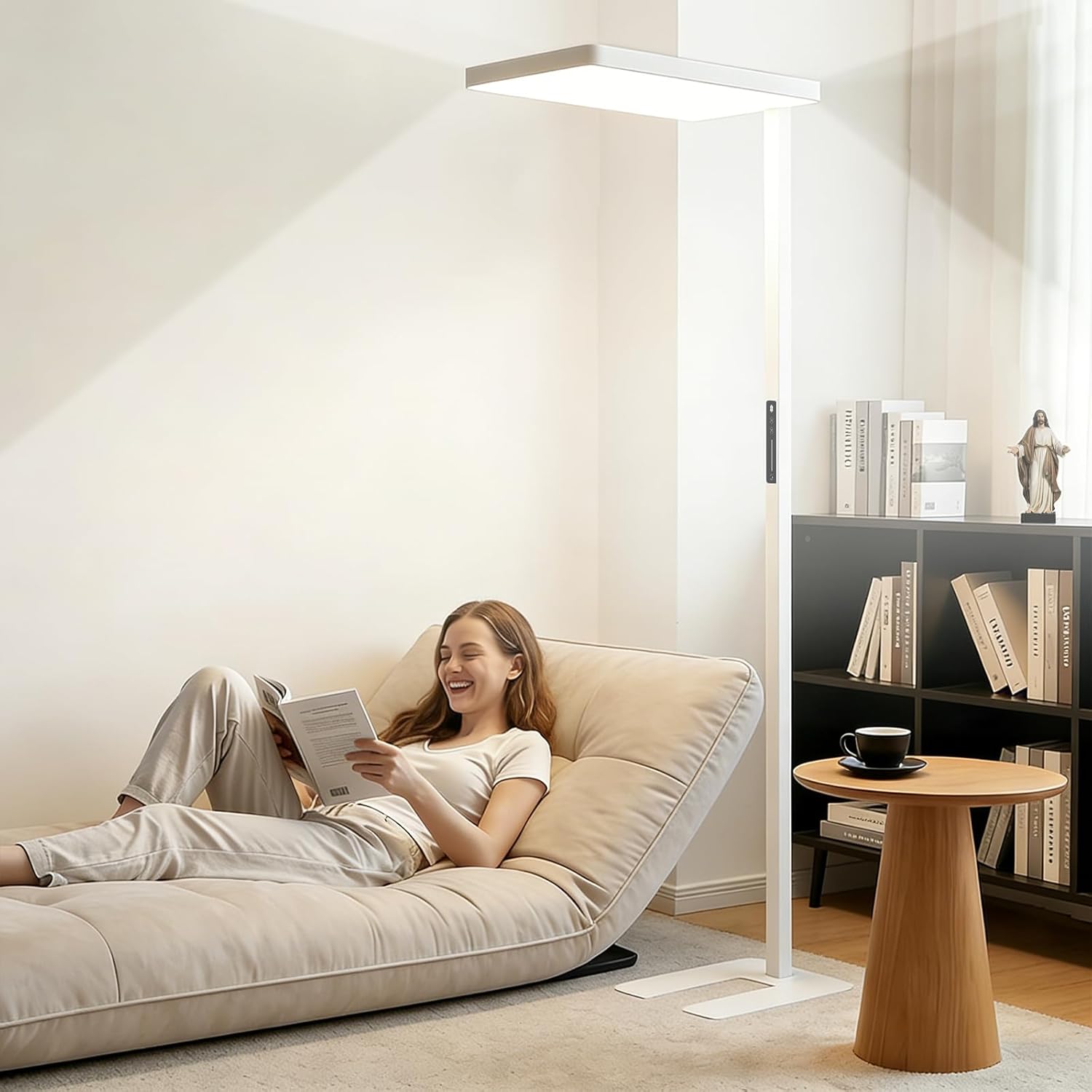 8000LM LED Floor Lamp, 100W Eye-Caring Reading Standing Light, 4000K Dimmable Natural Daylight Modern Tall Reading Lamp for Home Office, Study Room, Living Room, Bedroom, Touch Control