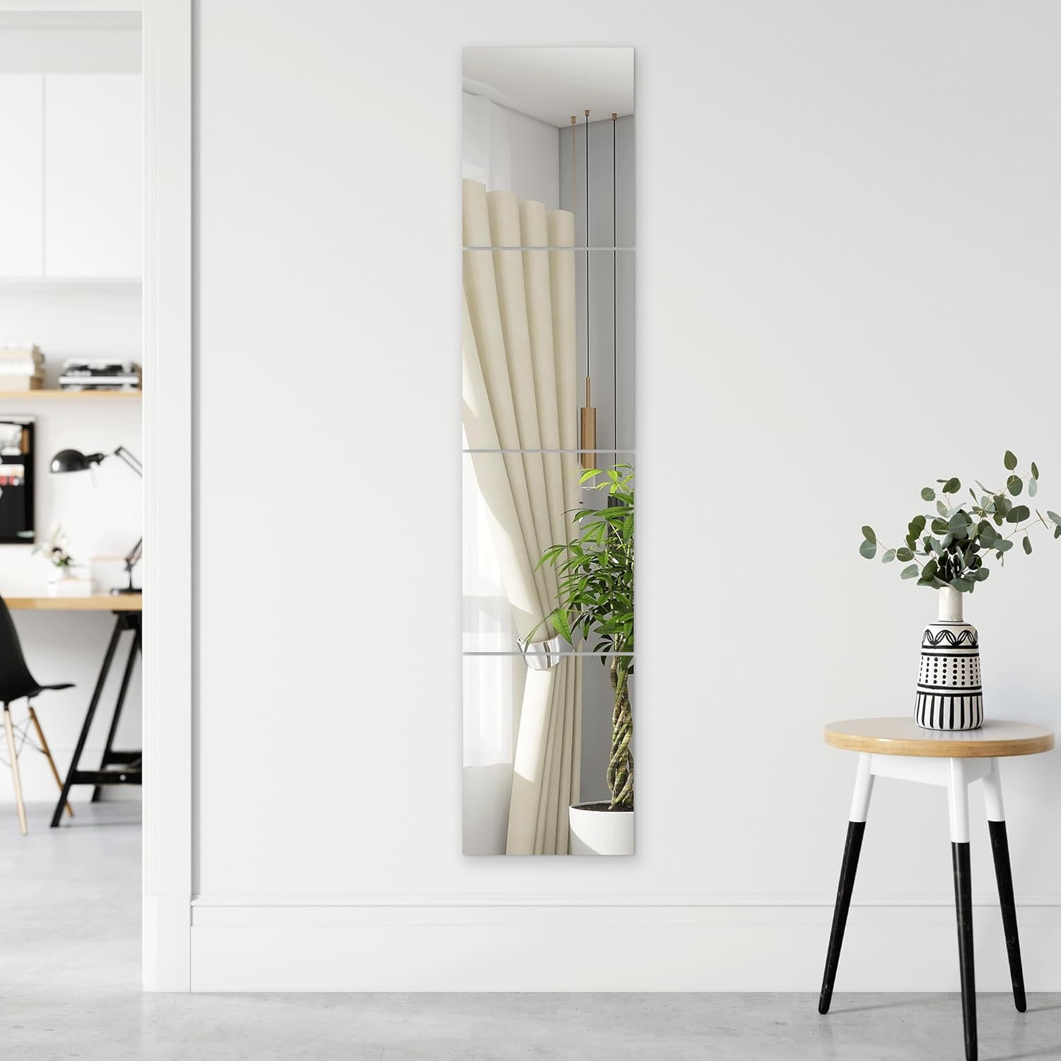 TRAHOME Home Gym Mirror Tiles for Wall, 14"x12"x4PCS Full Length Home Gym Workout Mirror for Garage, Bedroom, Living Room, Over The Door