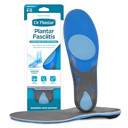 Dr. Plantar Insoles for Men, Arch Support, Heel Cushion, Memory Foam, Gel Stabilizers, Sizes 8-12, Trim to Fit, Helps Relieve Pain from Plantar Fasciitis