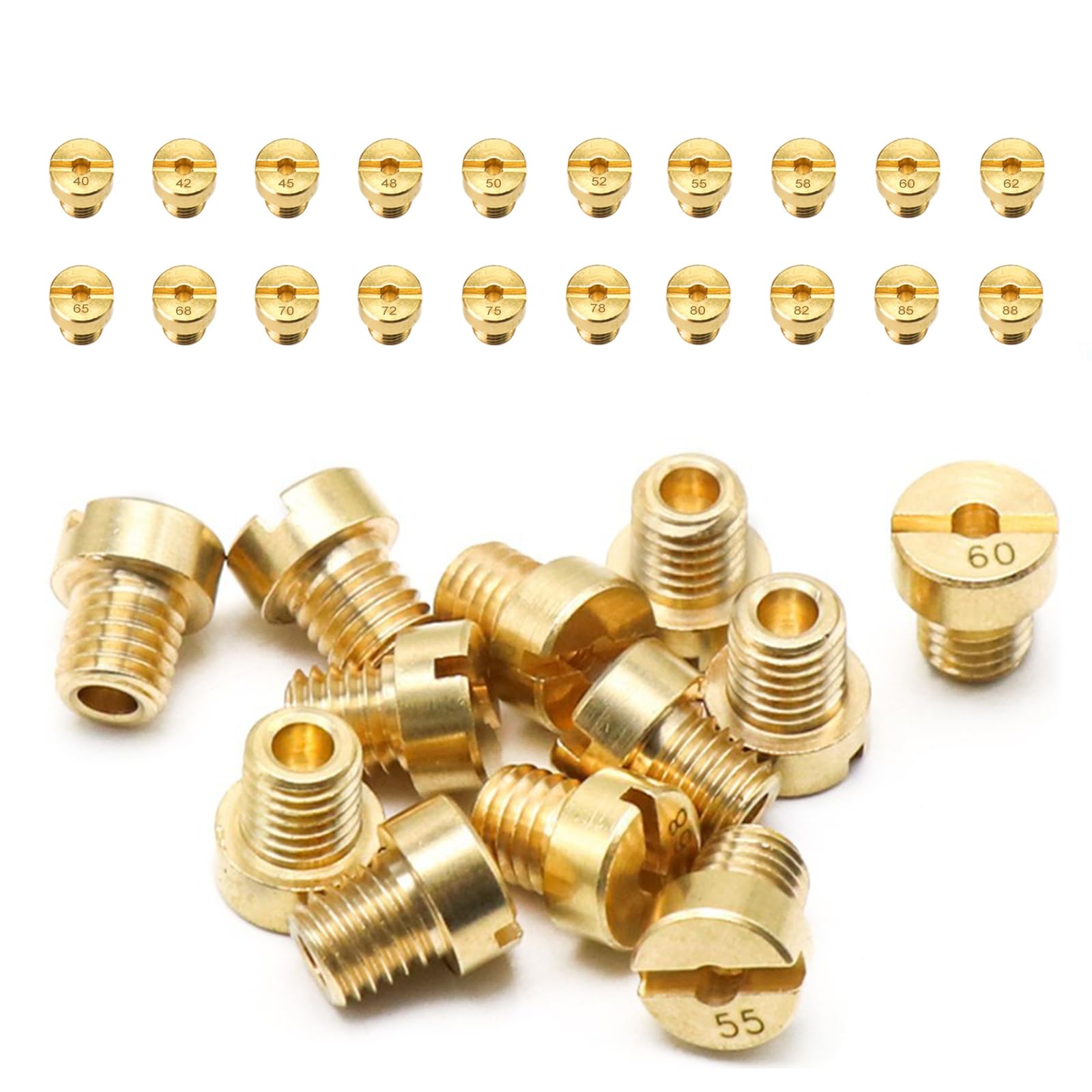 Vergaser Düsen M6, 20 Stück Hauptdüsenset Satz M6 Vergaserdüsen Gasdüsen (40-88)40 42 45 48 50 52 55 58 60 62 65 68 70 72 75 78 80 82 85 88 Vergaser Düse für Motorrad Roller Schaltmoped