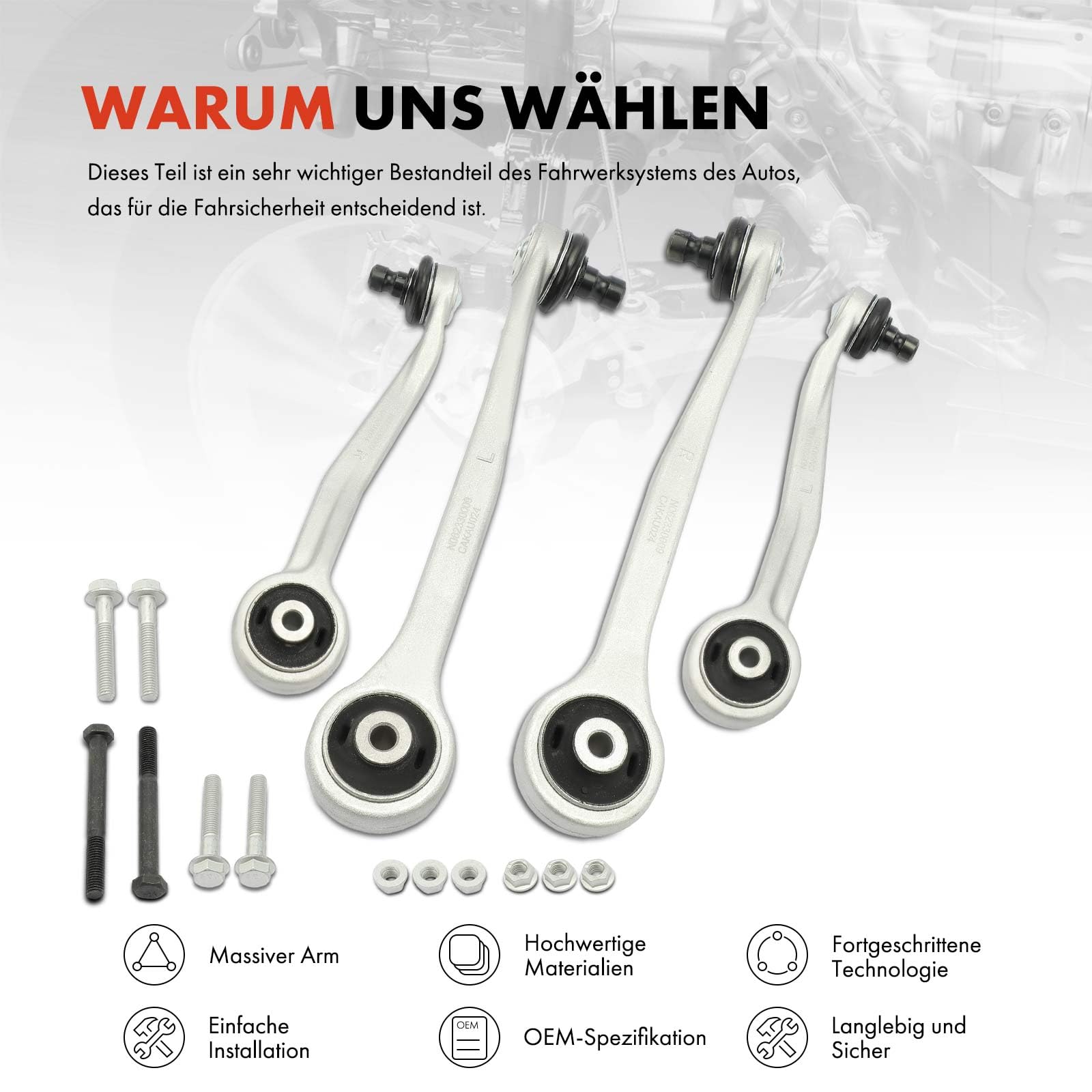 Frankberg 4x Querlenker Vorne Oben Kompatibel Mit A4 8K2 8K5 B8 2007-2015 A5 8T3