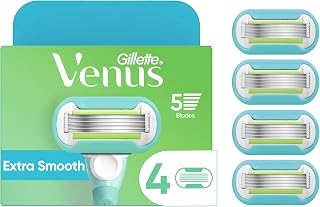 Gillette Venus Extra Smooth Razor Blade Refills, 4 Count - 5 Diamond-Like Blades for Close, Lasting Women's Shave