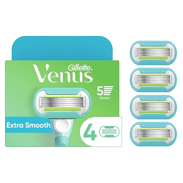 Gillette Venus Extra Smooth Womens Razor Blade Refills 4 Count Designed for a Close Smooth Shave
