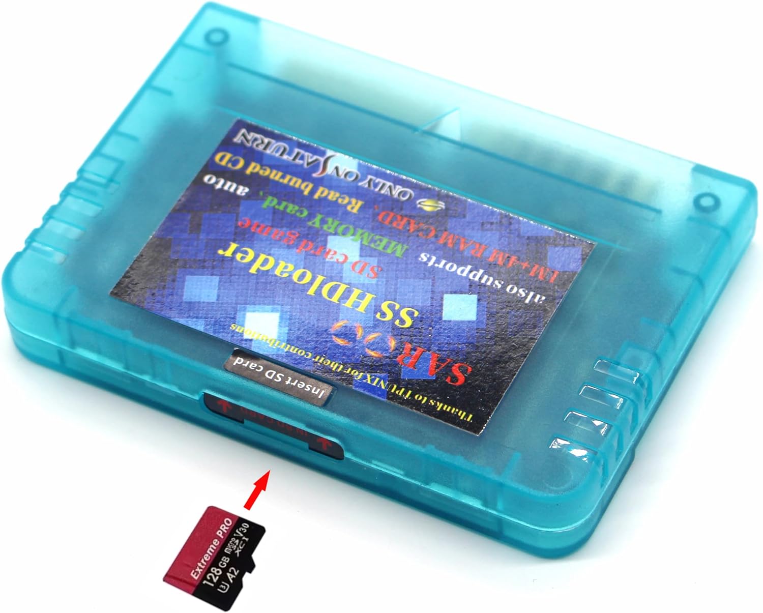 New SAROO SS HDloader Game Reader Cartridge Fast Reading Card Support SD TF Menory Cards Play Games Without CD for Saturn with Beveled Socket(Elite Version 32G)