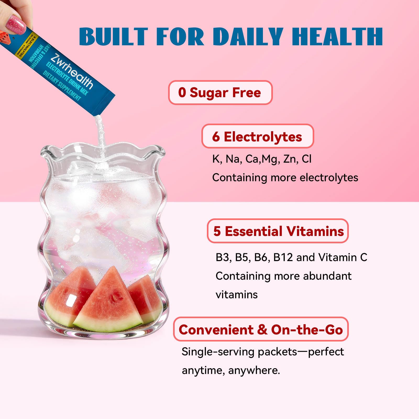 Electrolytes Powder Packets, Sugar Free Hydration Packets, 4 Flavors Liquid Daily IV Electrolyte Drink Mix, Instantly Hydrating & Party Recovery with 6 Electrolytes & 5 Vitamins, 16 Servings — Amazon image 6