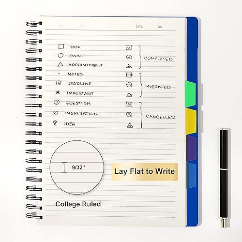 Miniatura 7 de CAGIE Cuaderno de 5 asignaturas con pestañas de 8.5 x 11, rayado universitario, 240 páginas, cuaderno grande en espiral con divisores, cuadernos A4
