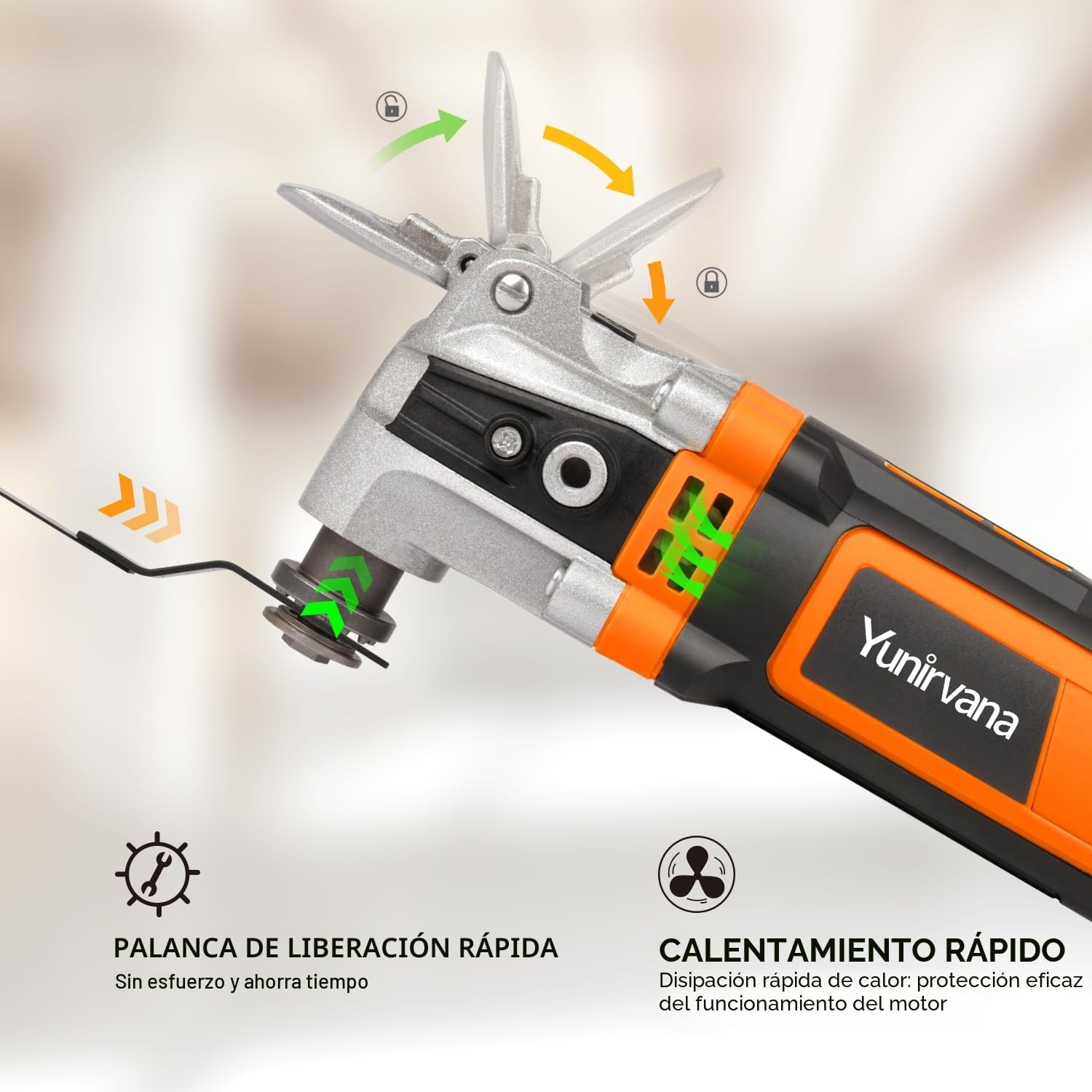 Yunirvana - Herramienta oscilante (400 W multifunción oscilante, 6 velocidades variables, 15000-22000 RPM, ángulo oscilante: 3 °,28 accesorios, multi herramienta oscilante para cortar, lijar
