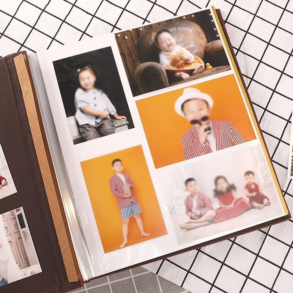 Álbumes de Fotos, Bricolaje Pasta de álbumes de Fotos Hechas a Mano, álbum de Imagen Extra Grande con Cubierta de Cuero Vintage, Familia, Boda, Viajes Libro de Fotos