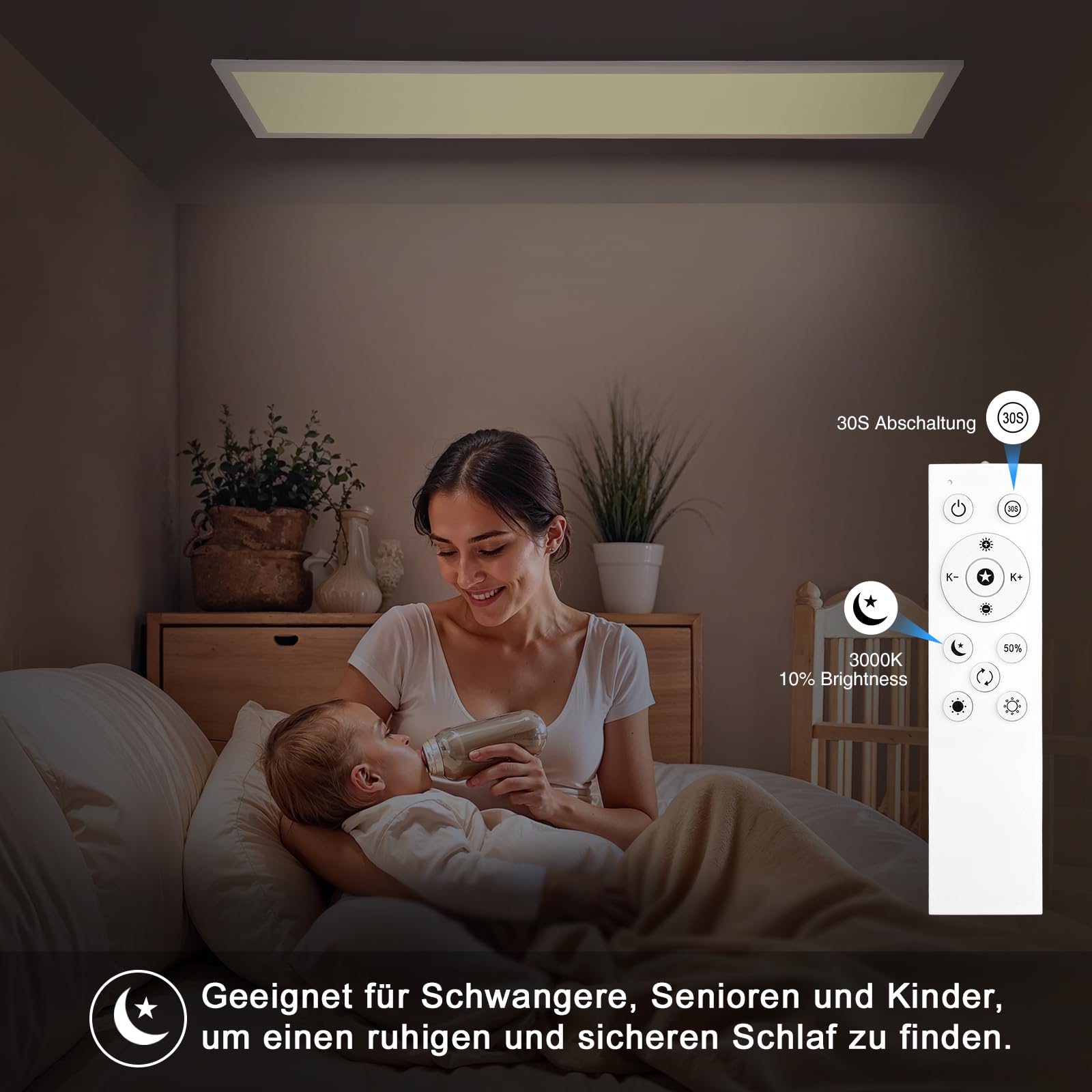 Led Deckenleuchte Panel, 120x30 cm Deckenlampe Flach Dimmbar mit Fernbedienung, 40W Deckenpanel Lampe mit Memory Funktion, 3000K-6500K LED Lichtpanel für Wohnzimmer, Flur, Schlafzimmer, Weiß