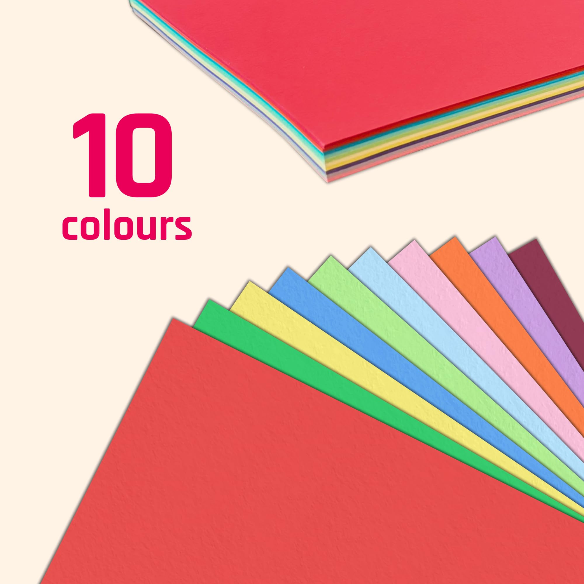 60 Pièces, 180g/m² - Papier Cartonné A4, Feuille Cartonnée Couleur - 10 Couleurs, 297 x 210 mm