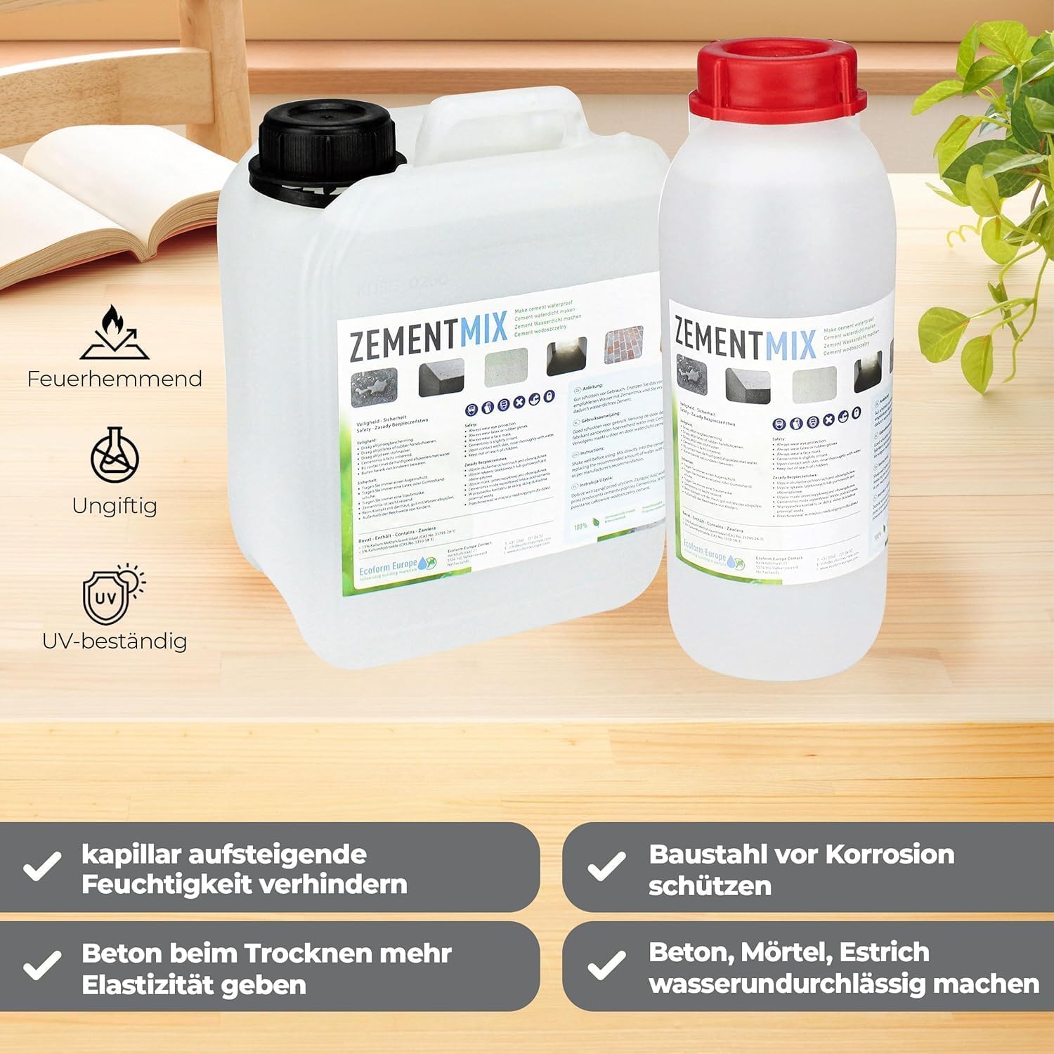 Cement Mix - Trwały 100% wodoodporny uszczelniacz do betonu - Przezroczysty 5L - Wodoodporna mieszanka cementowa do betonu - Łatwy w użyciu - Profesjonalny