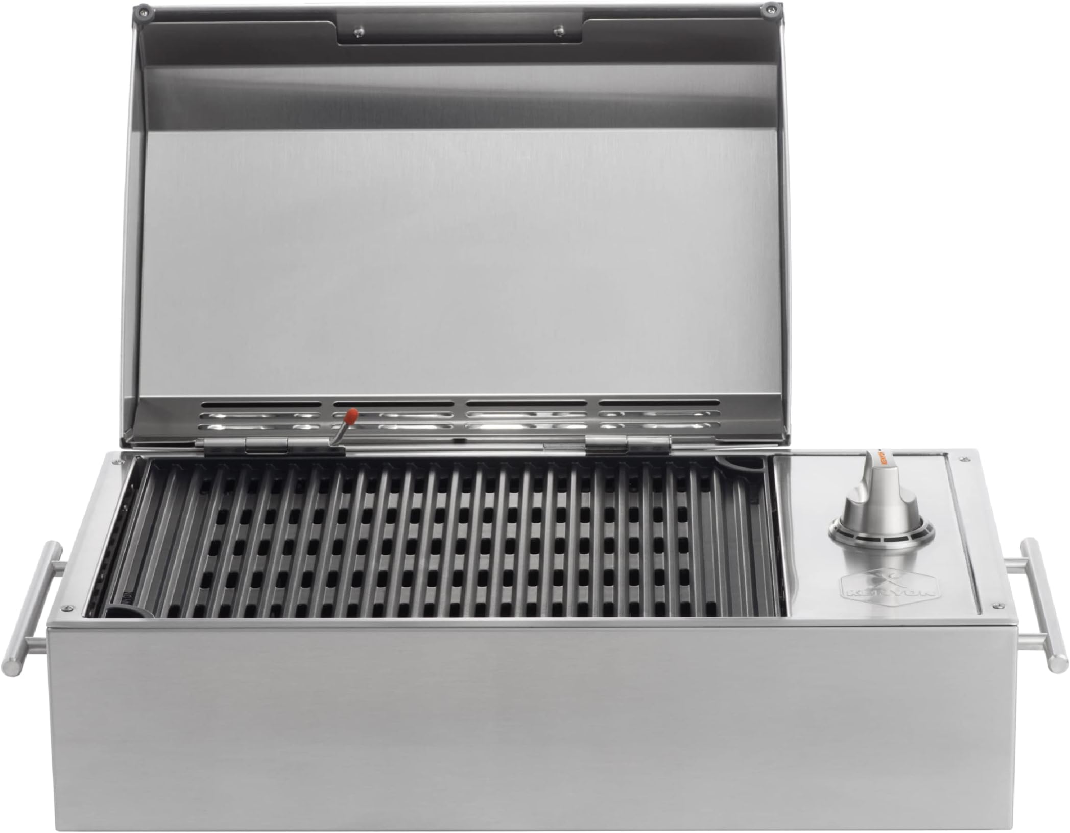 B70200 City Grill, Portable Grill, Stainless Steel, Single Burner, Knob Control, Faceted Lid, UL Approved For Use Indoors And Outdoors, Flame-Free, 120V