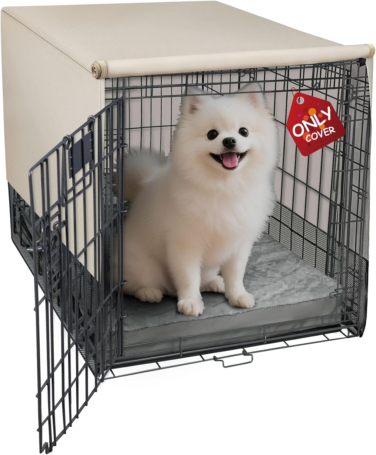 Explore Land Breathable Dog Crate Cover - 4 Sides Mesh Ventilation,Basic Pet Kennel Cover, All Sides Open, Universal Fit for 1 2 3 Doors 18 inches Wire Dog Crate （Tan）