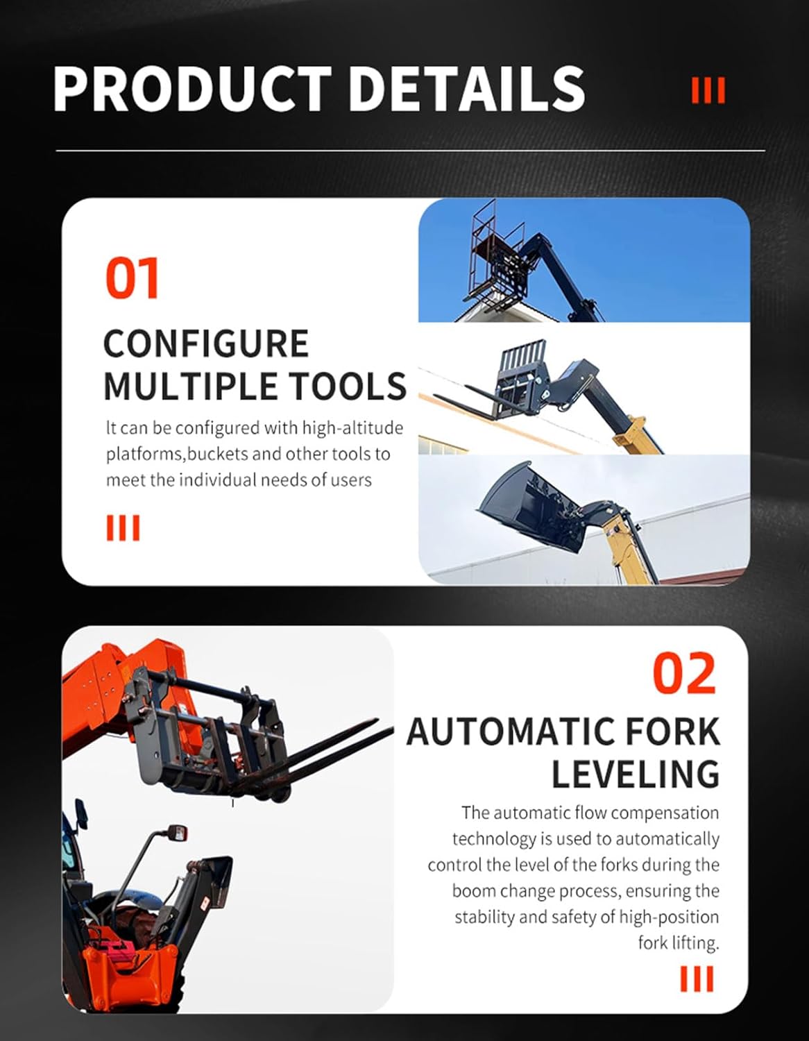 Heavy-Duty Telescopic Handler Forklift with 7-18m Rotating Boom, Industrial Telescopic Boom Handler with Intelligent Electro-Hydraulic Transmission for Construction & Farm