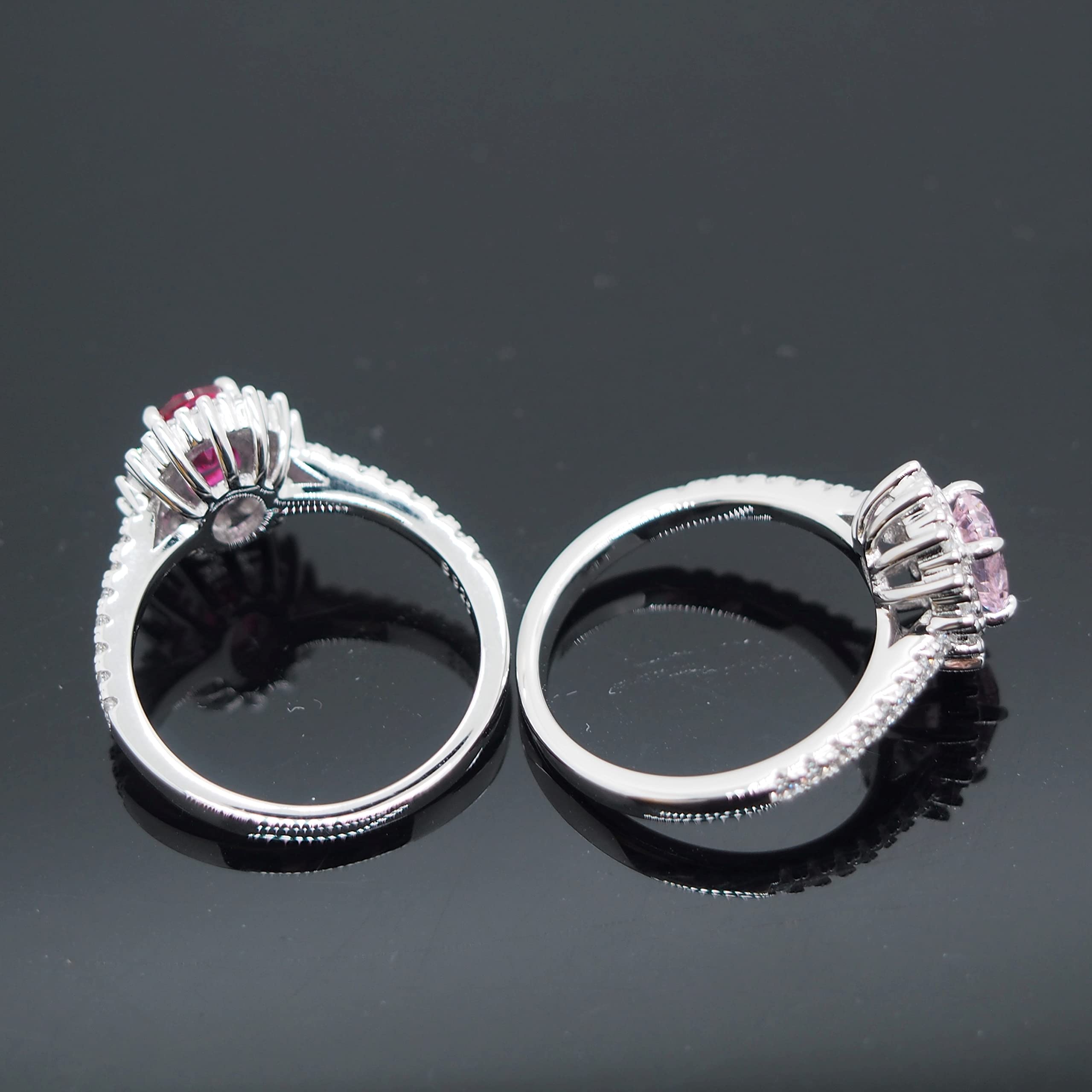 Anello da donna in argento sterling 925 con rubino, anello alla moda con pietra rossa da donna, anello di promessa fidanzamento da donna