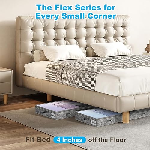 Miniatura 3 de Cajón de almacenamiento bajo de 4 pulgadas para debajo de la cama, paquete de 4 unidades, contenedores ligeros para almacenamiento de ropa debajo de