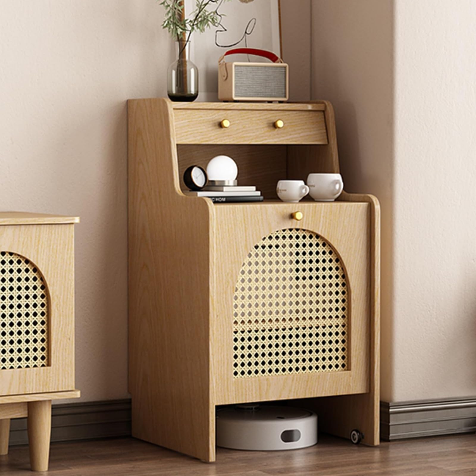 Mueble para aspiradora multinivel organizador de madera con puertas para cocina y comedor