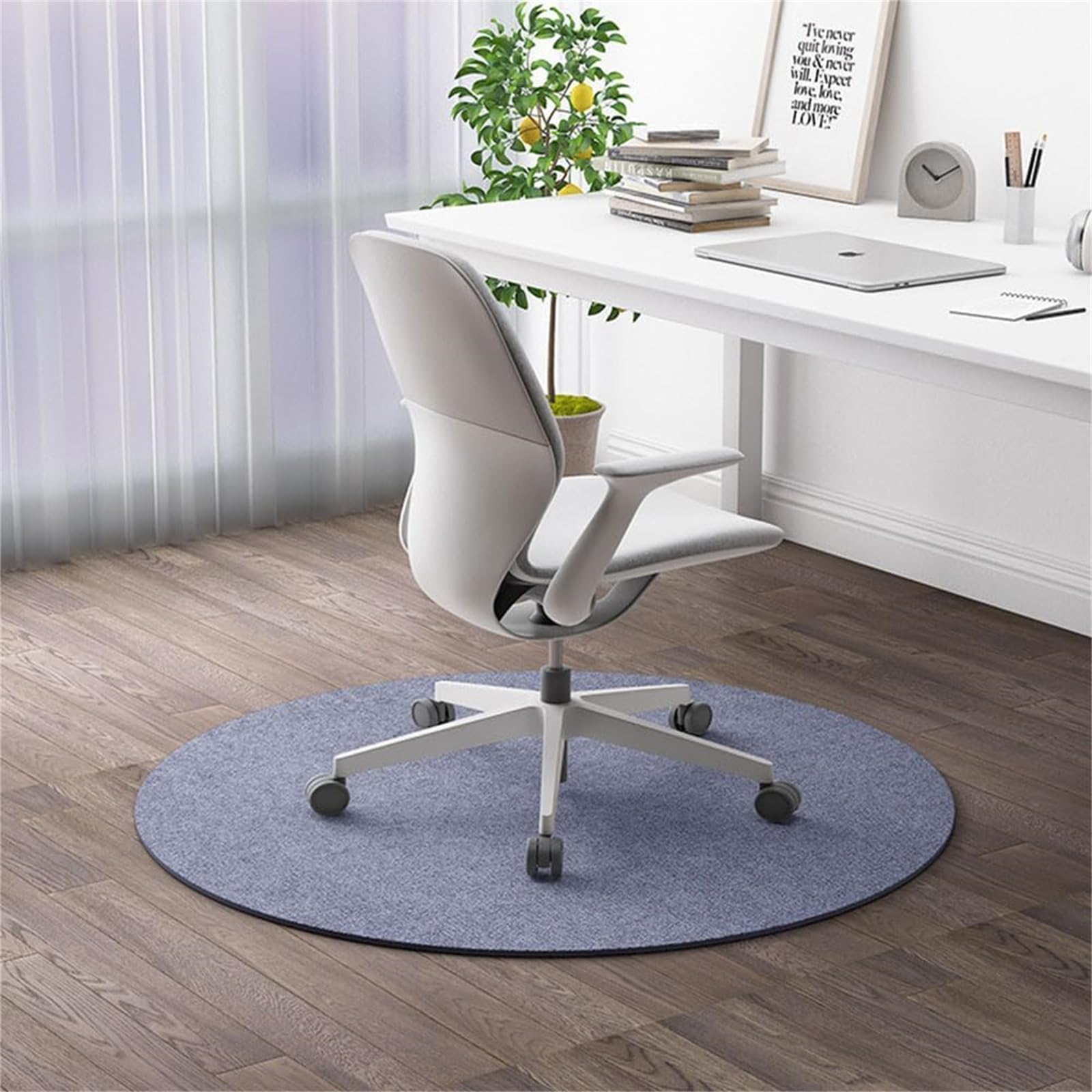 Hixingo Round Office Chair Mat for Carpeted and Hardwood Floors, Non-Slip Rolling Chair Desk Rug TPE Carpet Floor Protecto-Easy Glide (Grey,100cm)