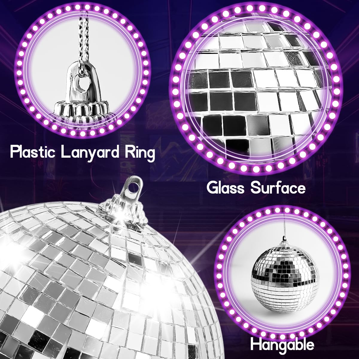 Kepfire 17 Pcs Mirror Disco Ball Decorations Reflective Hanging Disco Ball Silver Disco Ball Disco Themed DJ Club 70s Disco Party Supplies Wedding - Image 3