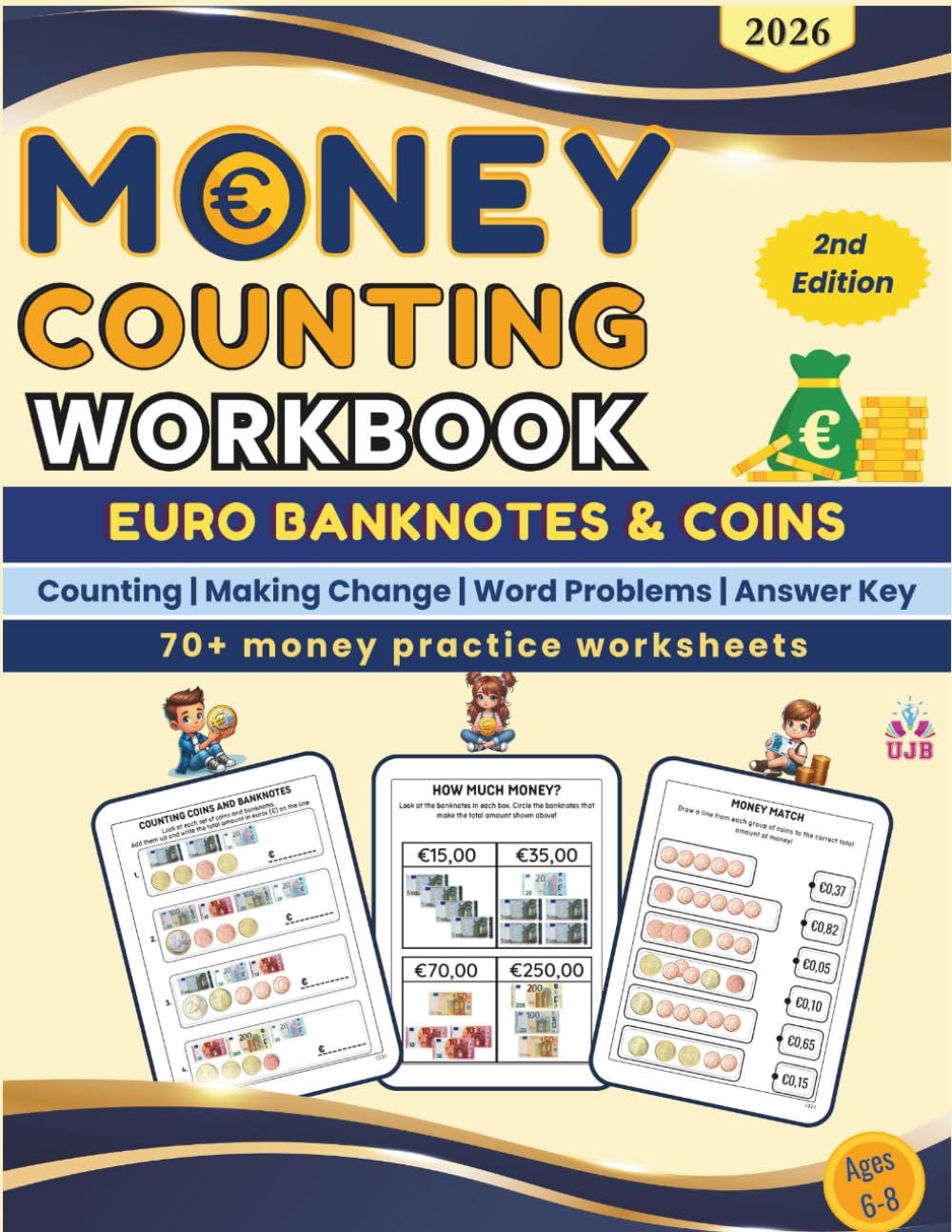 Money Counting Workbook for Euro Currency Coins and notes (Color Edition): Counting book for kids to learn Euro