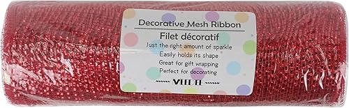 Miniatura 9 de MEEDEE Cinta de malla roja dorada decorativa de 10 pulgadas de ancho, cinta de malla roja para árbol de Navidad, rollo de malla metálica, cinta de