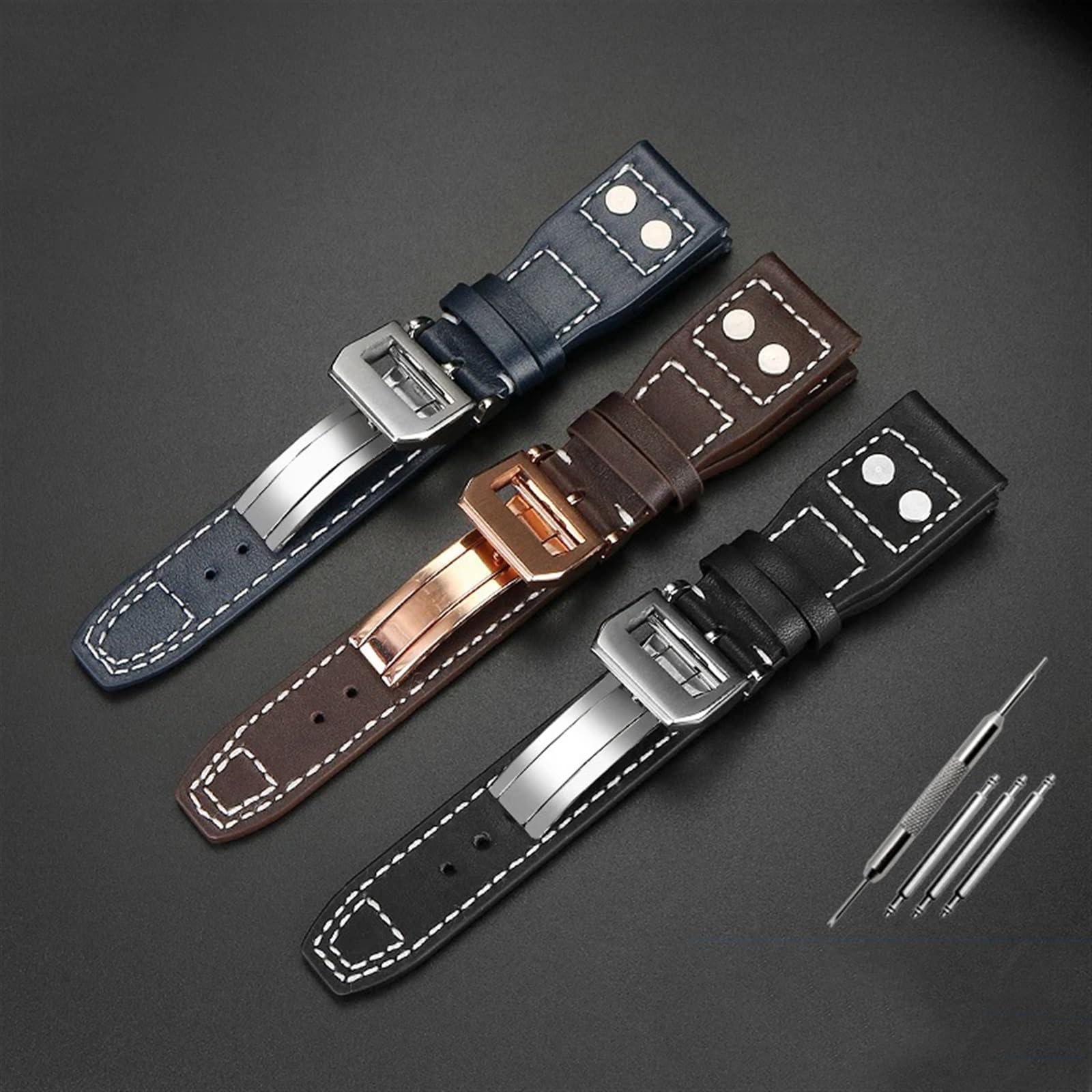 Pasek do zegarka z prawdziwej skóry, 20, 21, 22 mm, pasuje do IWC Big Pilot Spitfire, brązowy, czarny, niebieski, skóra bydlęca