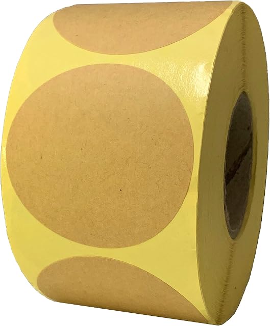 5cm Kraft Brown Round Adhesive Stickers Labels, Roll of 500