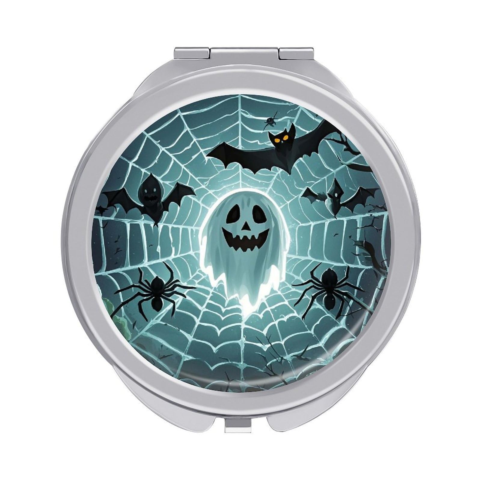 VstaDank Cute Bat Spider Webs Compact Mirror for Purses Round Fashion Travel Makeup Mirror 2X /1x Magnifying Double Sides Mini Mirrors Portable Pocket Mirrors for Handbag Purse Women Gift