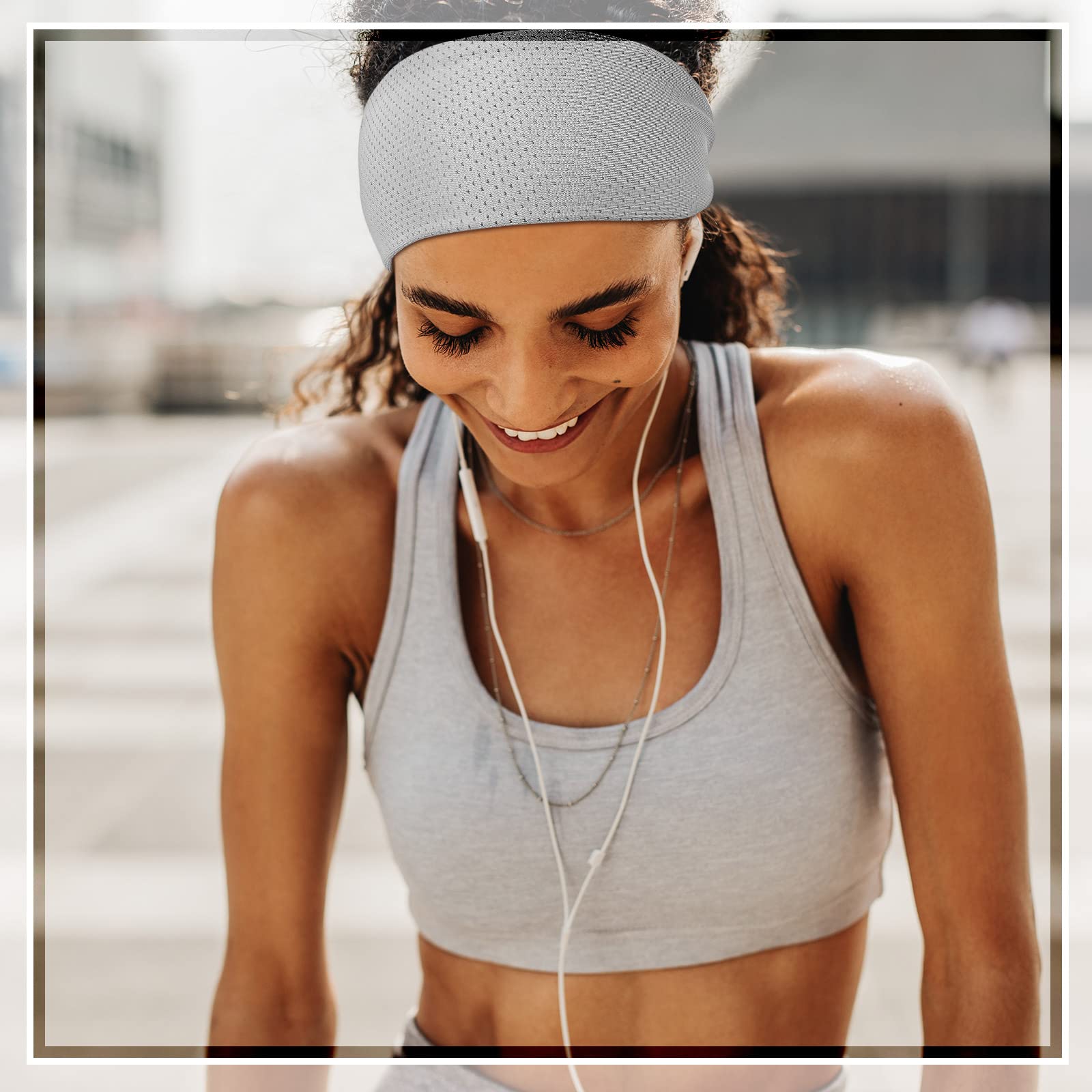 Yunlly 4 Stück Workout-Schweißbänder für Frauen, athletisch, elastisch, verstellbar, Workout-Stirnbänder, feuchtigkeitsableitend, Sport-Haarbänder für Damen, Yoga, Laufen