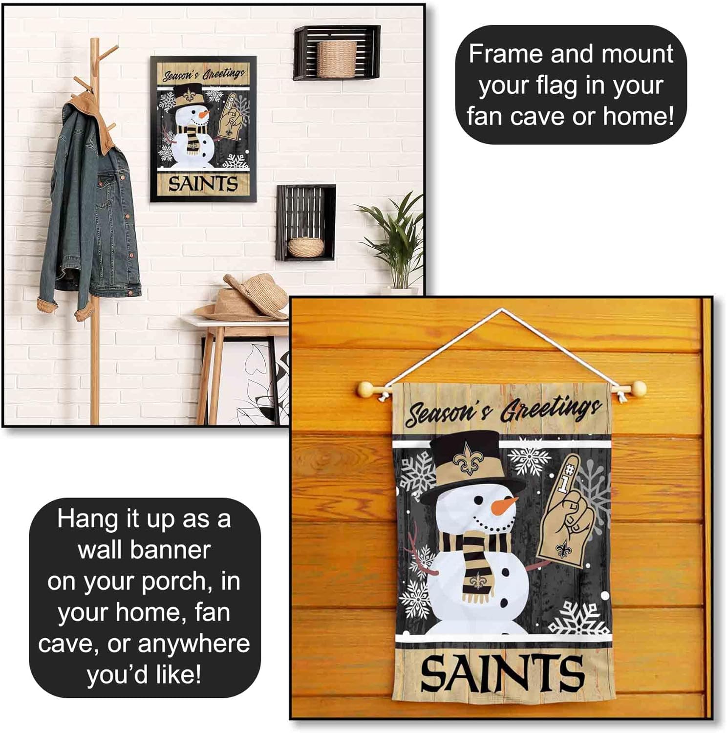 WinCraft New Orleans Saints Holiday Winter Snow Garden Flag Double Sided Banner