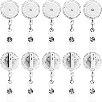 30 Pack Badge Reels Retractable with Swivel Alligator Clip | Retractable Badge Holder Reel Clips for Teachers, Students, Office Workers Translucent Clear