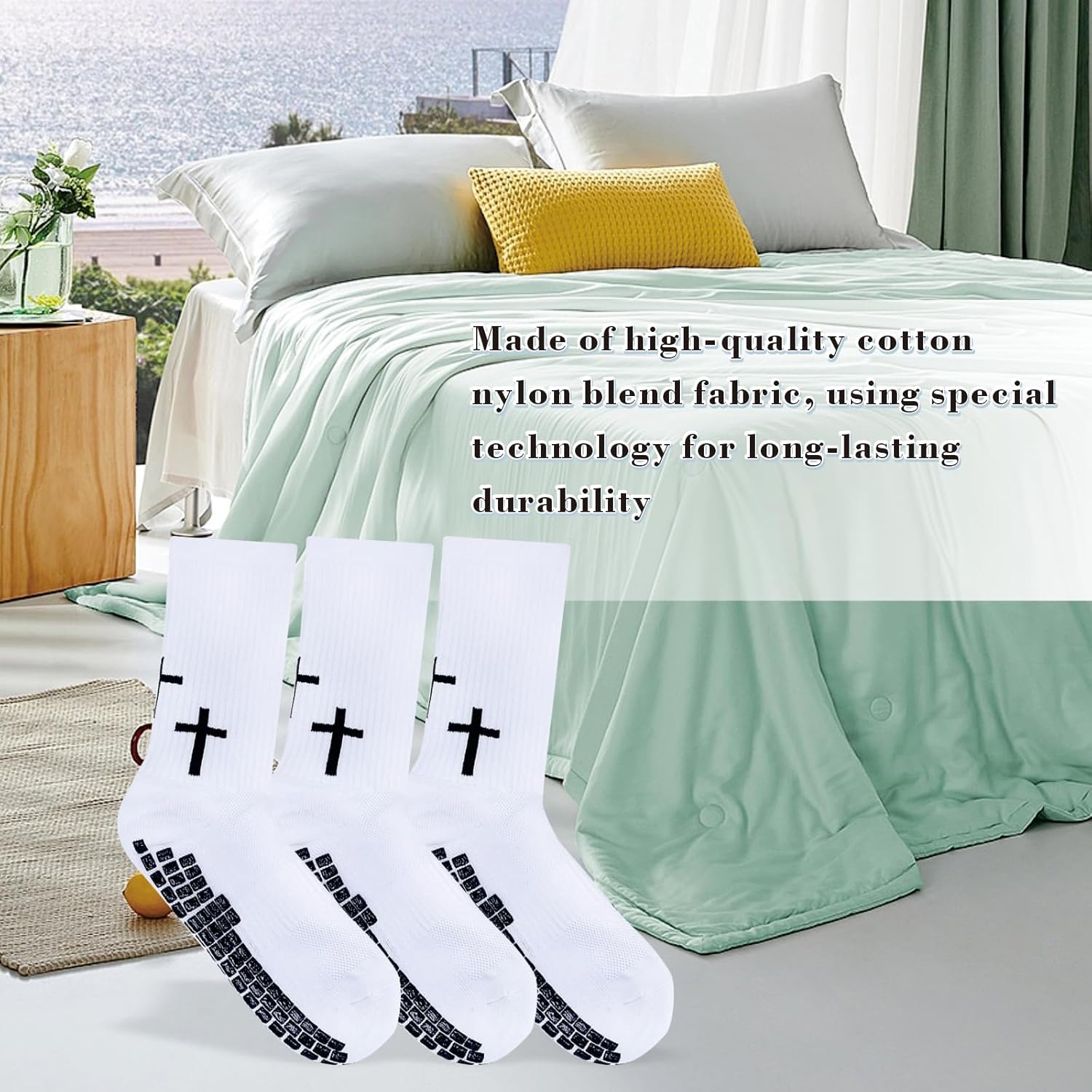Cross Grip Soccer Socks for Men – Christian Anti-Slip Football Socks with Cross, Jesus Athletic Socks, Size 6-13 - Image 5