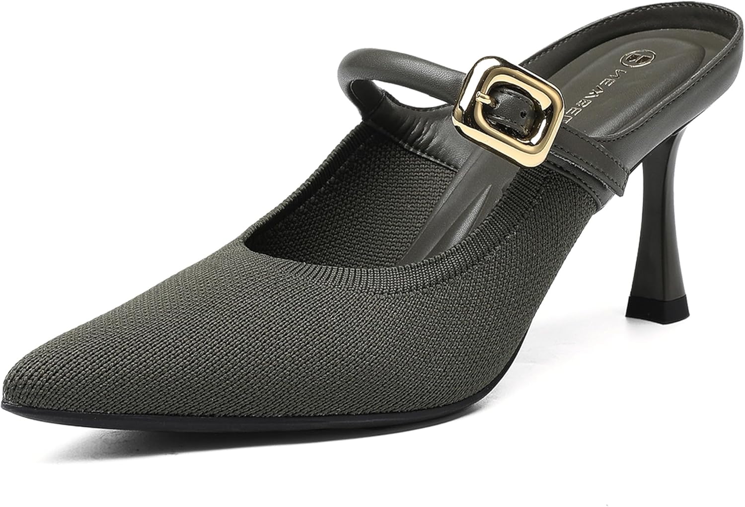 NEWBELLA Women's Knit Pointed Toe Heeled Mules - Stiletto Heel Slip-On Sandals for Casual & Dressy Outfits