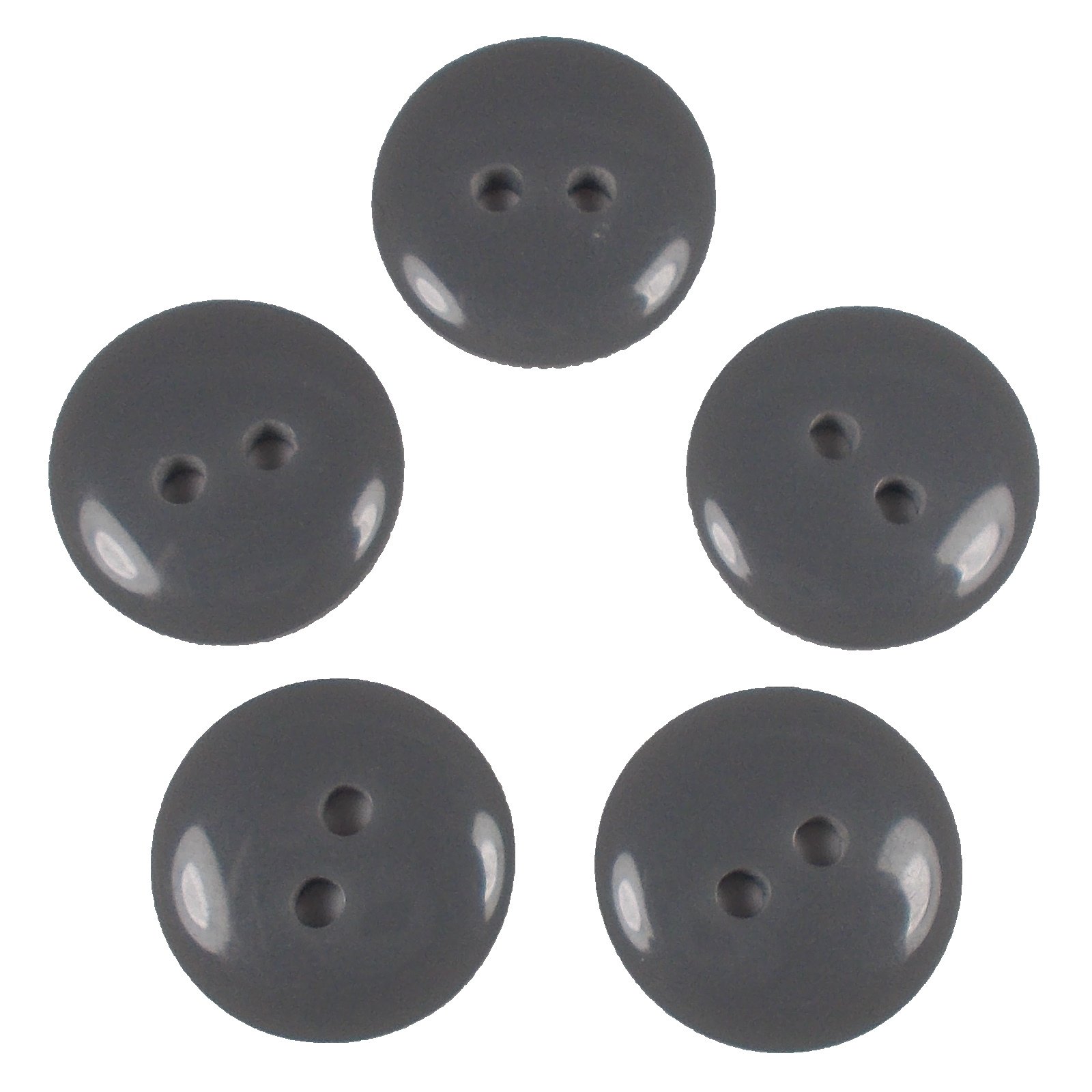 Push The Button Grey Smartie Buttons Polyester Round 2 Hole Pack Of 5 (18Mm, )
