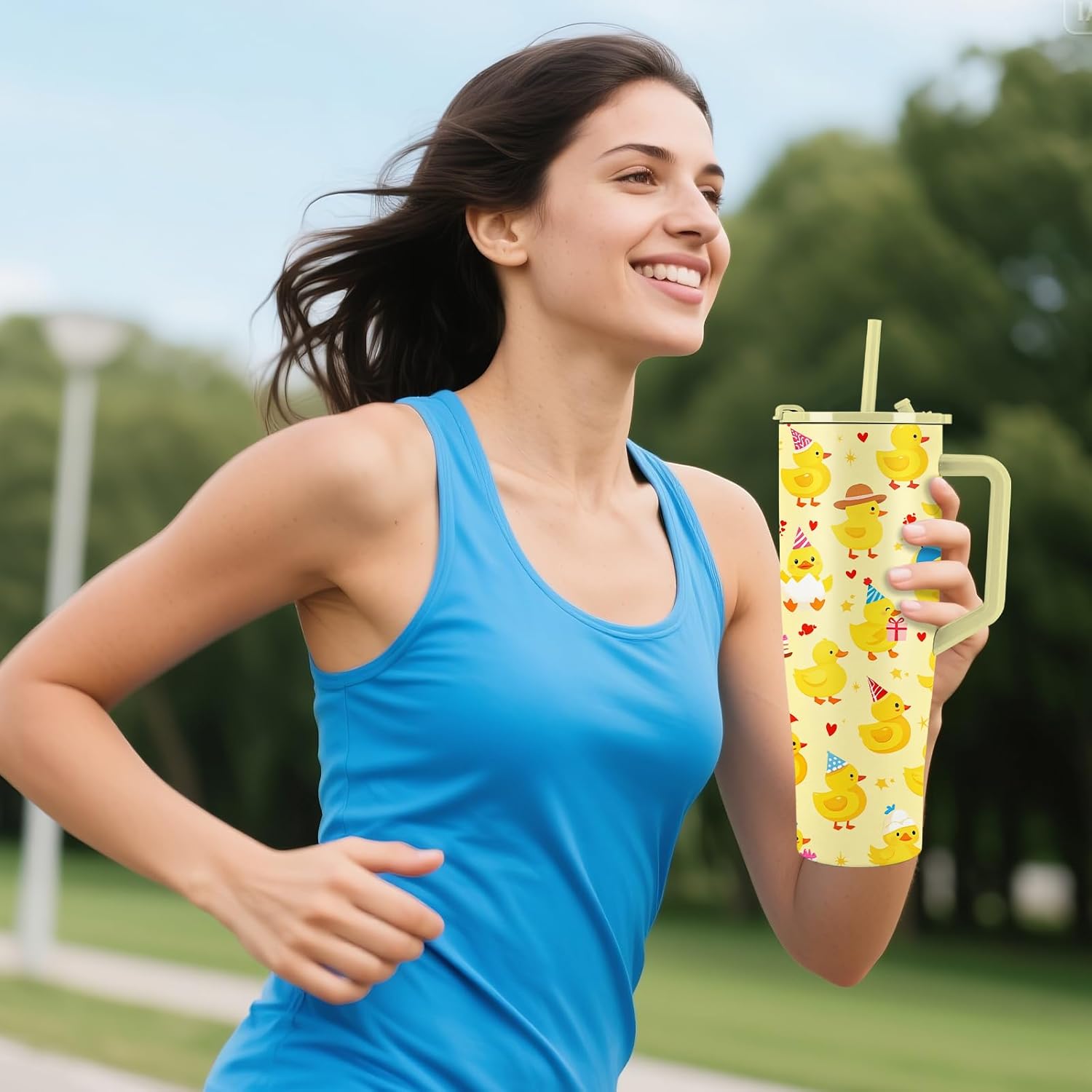 Duck Tumbler 40 oz with Handle and Straw, Leak-proof, Stainless Steel Insulated Travel Mug,Yellow Cartoon Duck Tumbler Ducks Cup Gifts for Girls, Ducks Lovers, Birthday, Christmas (1 pc) - Image 8