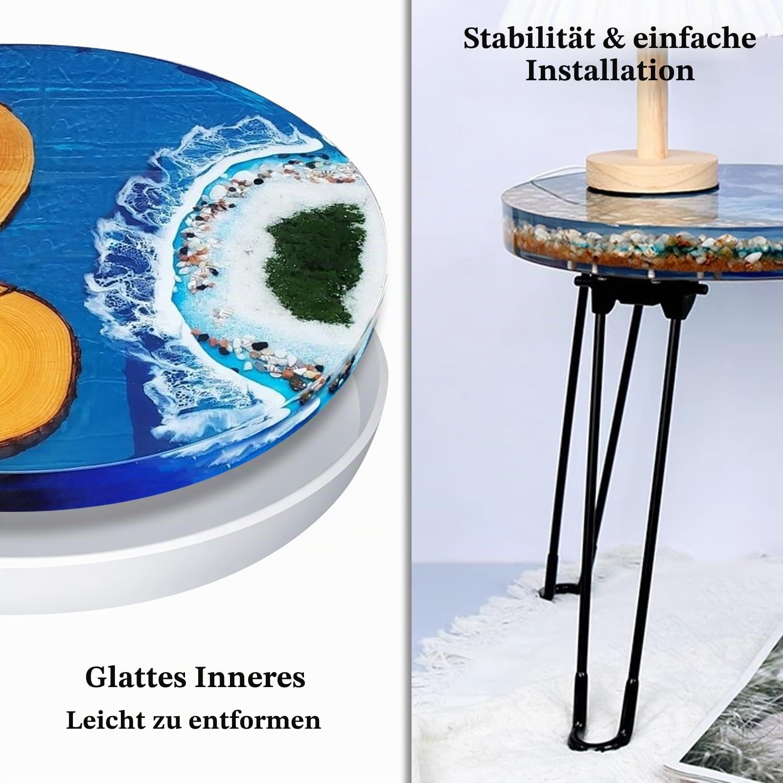 61 cm große Harz-Tischformen, extra große, runde Silikonformen für Epoxid-Tischplatte, Flusstisch, Couchtisch, Schneidebrett, DIY-Harzkunst, Heimdekoration