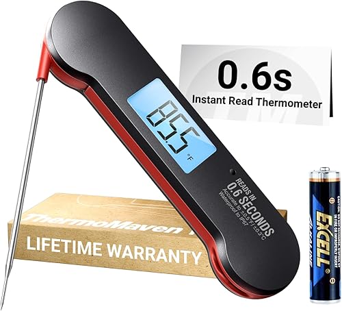 ThermoMaven Termómetro digital de carne para parrilla 0.6 segundos de lectura instantánea con alta precisión, termómetro impermeable IP67 para