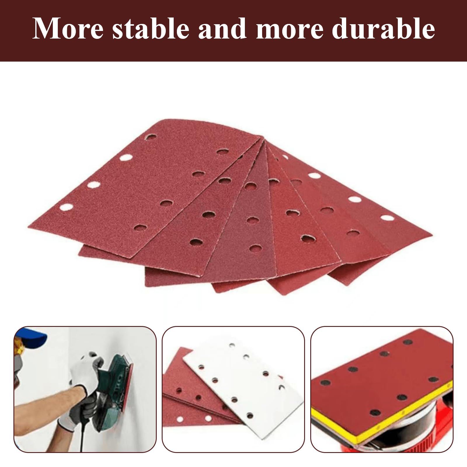 Set 40 Feuilles Papier Abrasif Velcro 93x185mm Grains 60 à 1000 - Pour Ponceuse Orbitale Bois Métal