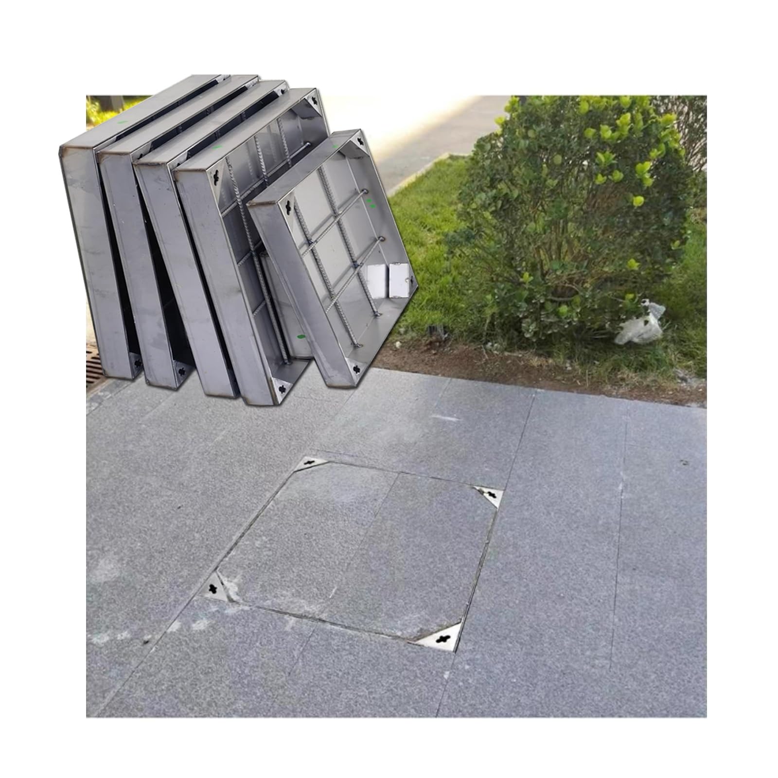 GJMSSMY Invisible Stainless Steel Manhole Covers, Heavy-Duty Drain & Septic Tank Covers, Weather Resistant, High Load Capacity (5cm, 90x90cm/35.4x35.4in)