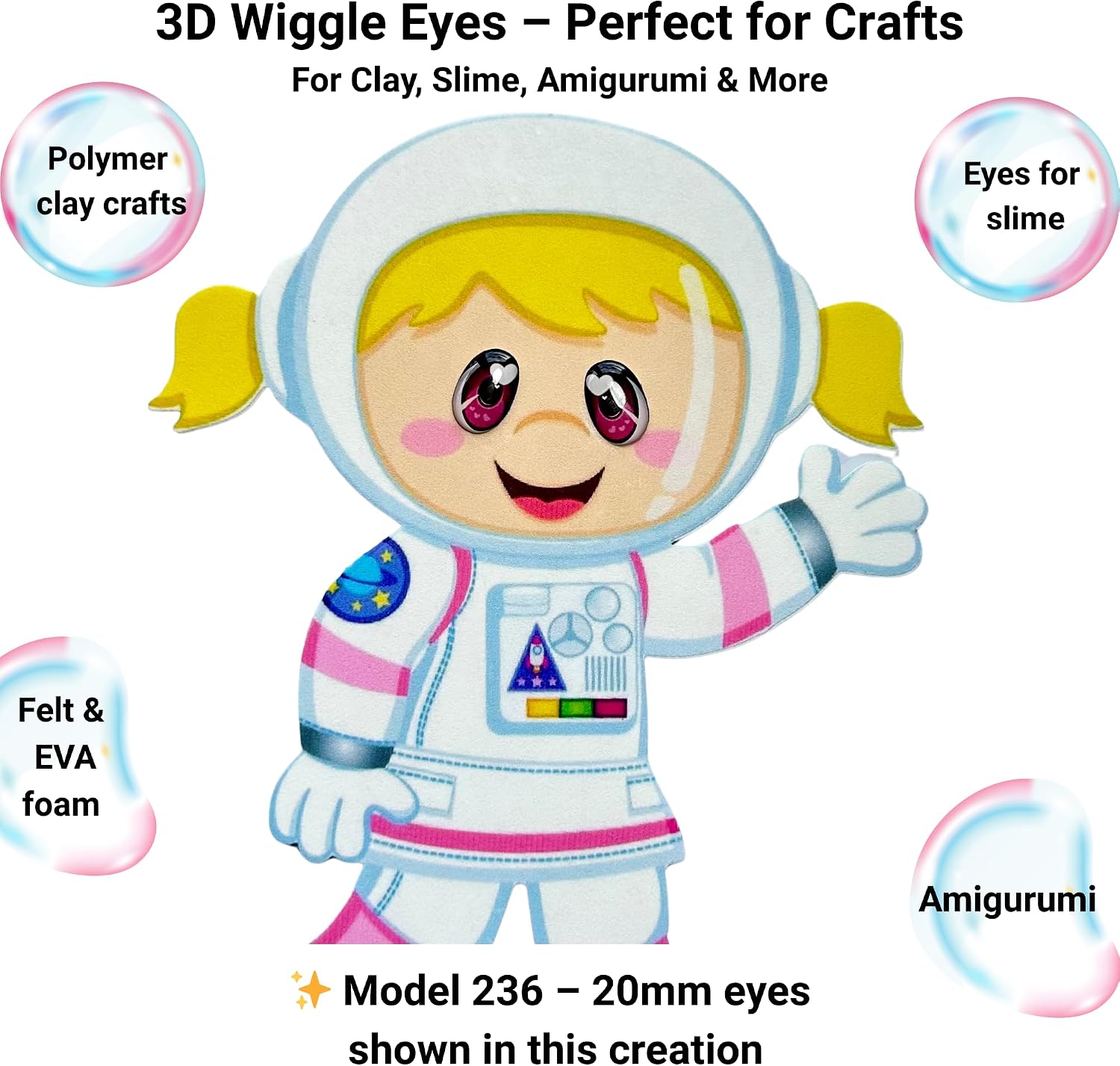 3D Resin Wiggle Googly Craft Set – Multicolored Self-Adhesive Eyes (8 pcs, 4 Pairs, 20mm) for Dolls, Polymer Clay, Slime, Cold Porcelain, Felt Crafts, Scrapbooking & Miniature DIY Projects