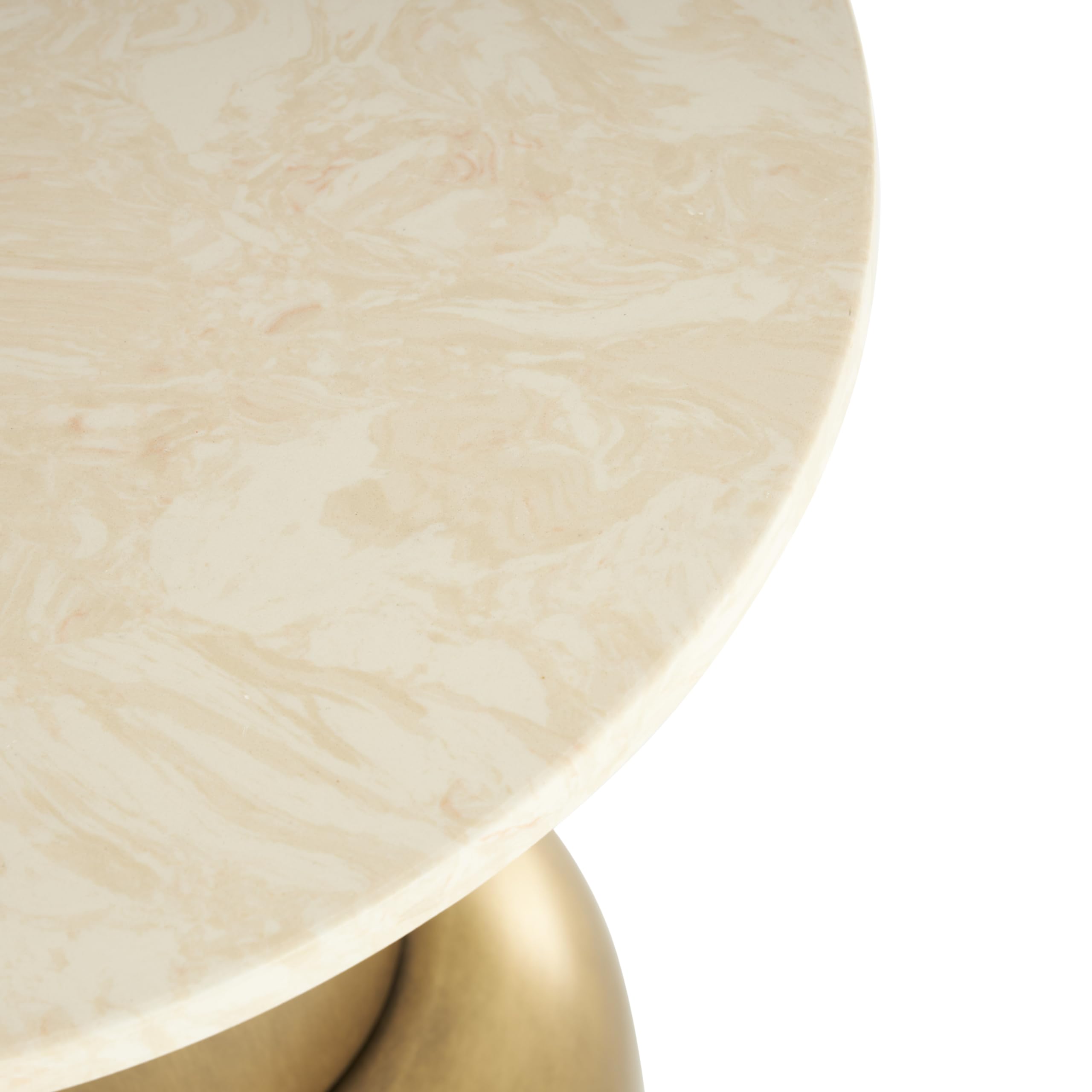 Deco 79 Metal Side End Accent Table Pedestal End Table with Cream Marble Tabletop, Side Table 16" x 16" x 20", Gold