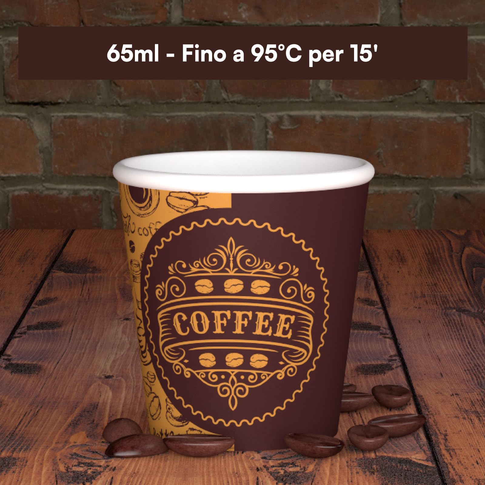 1000 Bicchierini in Carta per caffè 65ml ASPORTO PubCUP con COPERCHIO in carta Bicchieri Ecologici Biodegradabili Monouso Piccoli Asporto Bevande Calde + 1000 coperchi