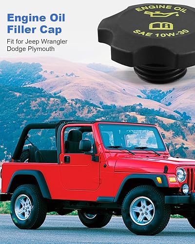 Miniatura 2 de Tapa de llenado de aceite para Jeep Wrangler Grand Cherokee Liberty, apta para ChryslerDodge  Plymouth, reemplazo 53010654AA 04648831AA