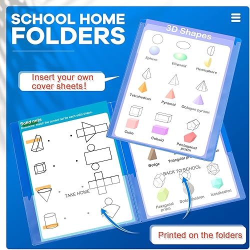 Miniatura 3 de 24 carpetas de escuela a casa, carpetas resistentes para llevar a casa, carpetas de 2 bolsillos, carpetas de tareas para estudiantes, padres,